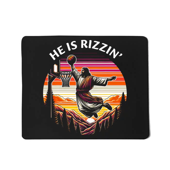 He Is Rizzin Jesus Basketball Easter Christian Mousepad