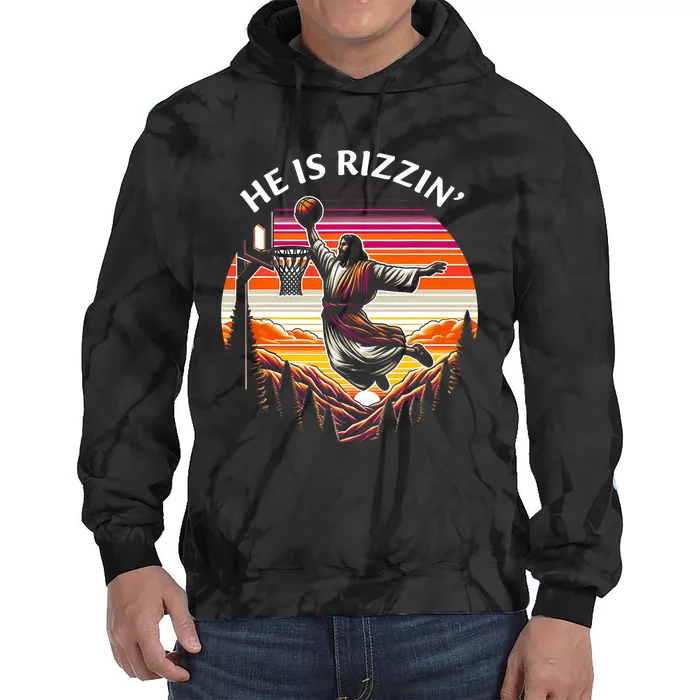 He Is Rizzin Jesus Basketball Easter Christian Tie Dye Hoodie