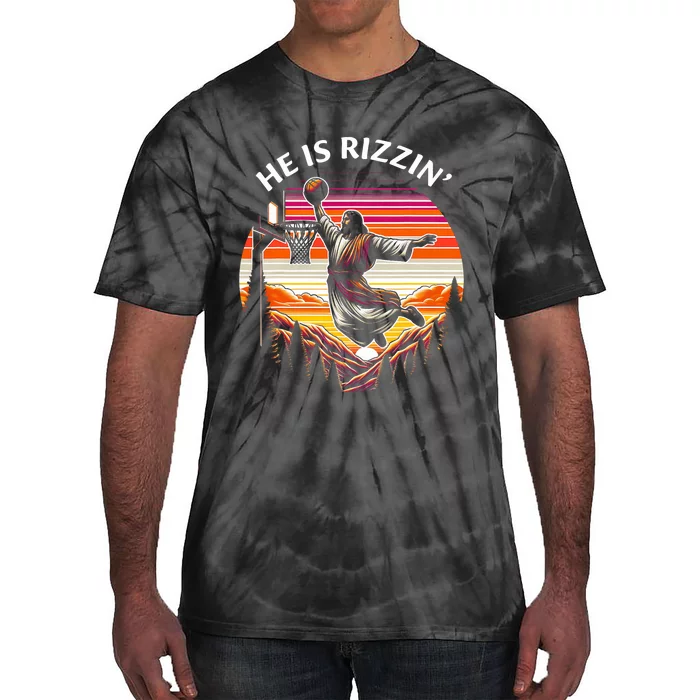 He Is Rizzin Jesus Basketball Easter Christian Tie-Dye T-Shirt