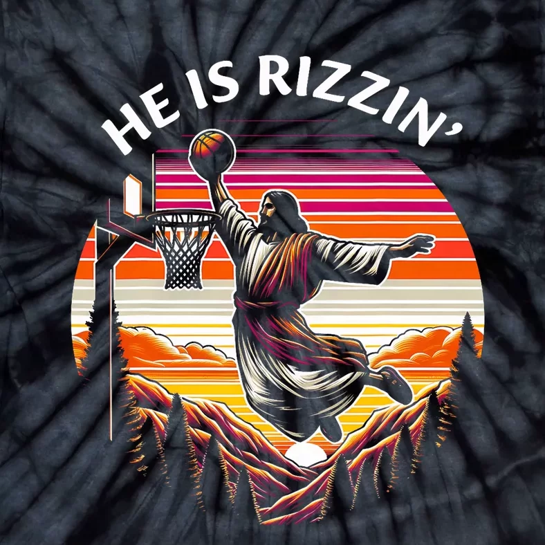 He Is Rizzin Jesus Basketball Easter Christian Tie-Dye T-Shirt