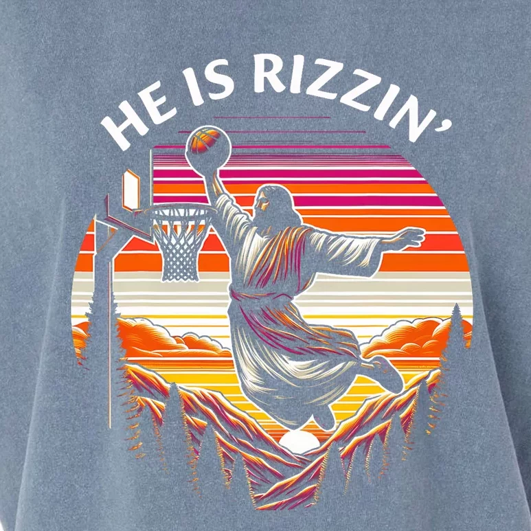 He Is Rizzin Jesus Basketball Easter Christian Garment-Dyed Women's Muscle Tee