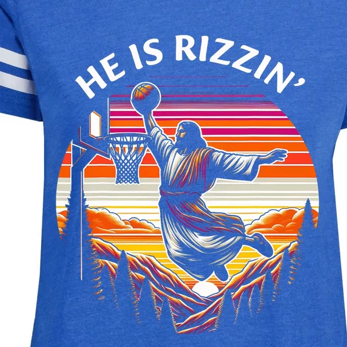 He Is Rizzin Jesus Basketball Easter Christian Enza Ladies Jersey Football T-Shirt