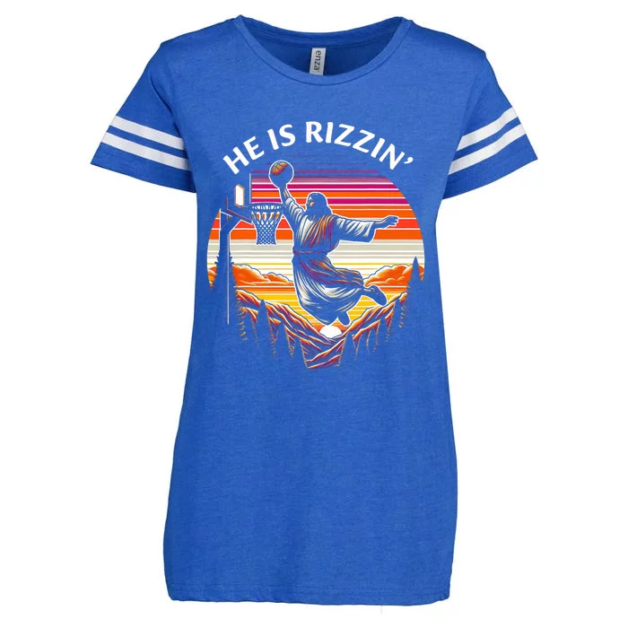 He Is Rizzin Jesus Basketball Easter Christian Enza Ladies Jersey Football T-Shirt