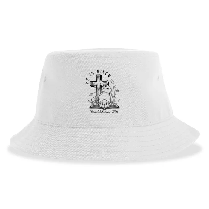 He Is Risen Matthew 286 Bunny Easter Day Sustainable Bucket Hat