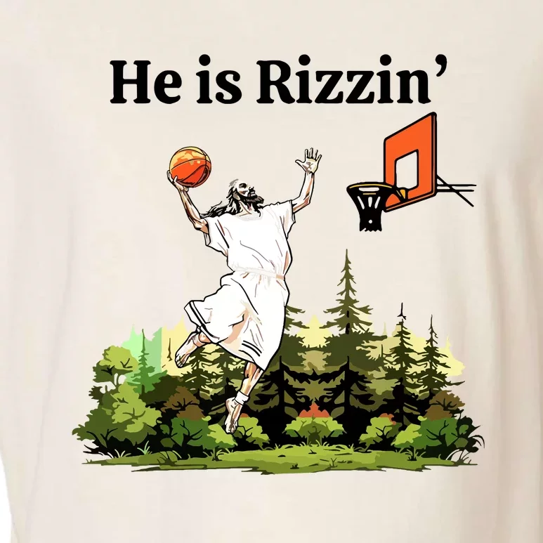 He Is Rizzin Funny Easter Day Jesus Playing Basketball Garment-Dyed Women's Muscle Tee