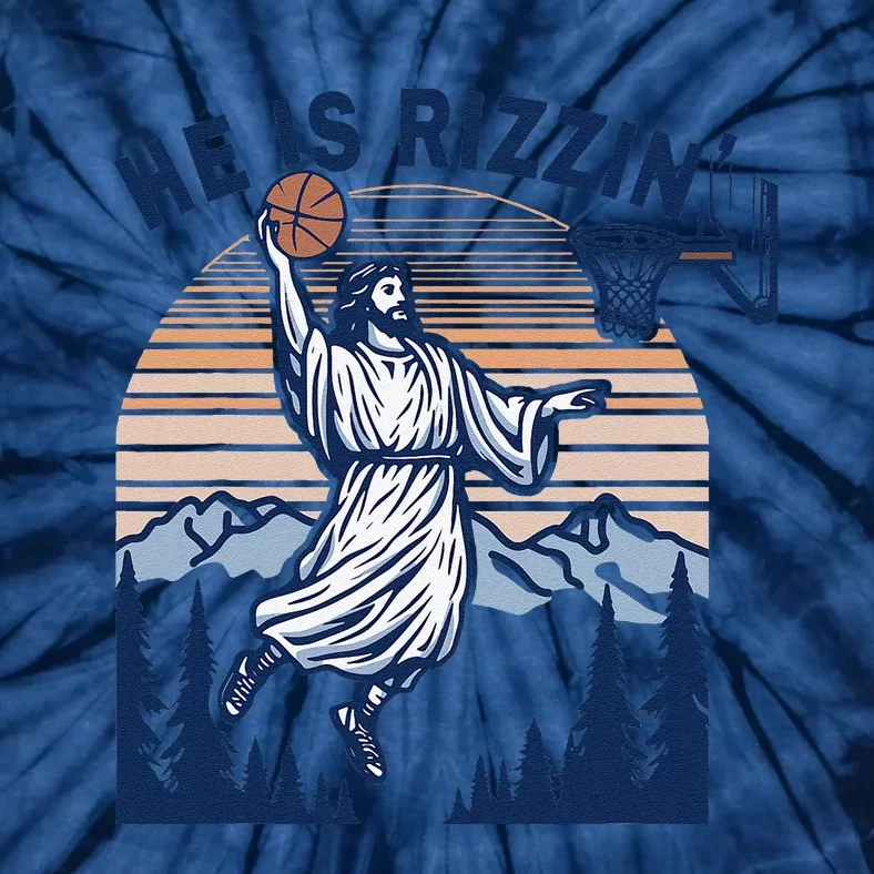 He Is Rizzin Funny Jesus Playing Basketball Meme Christian Tie-Dye T-Shirt