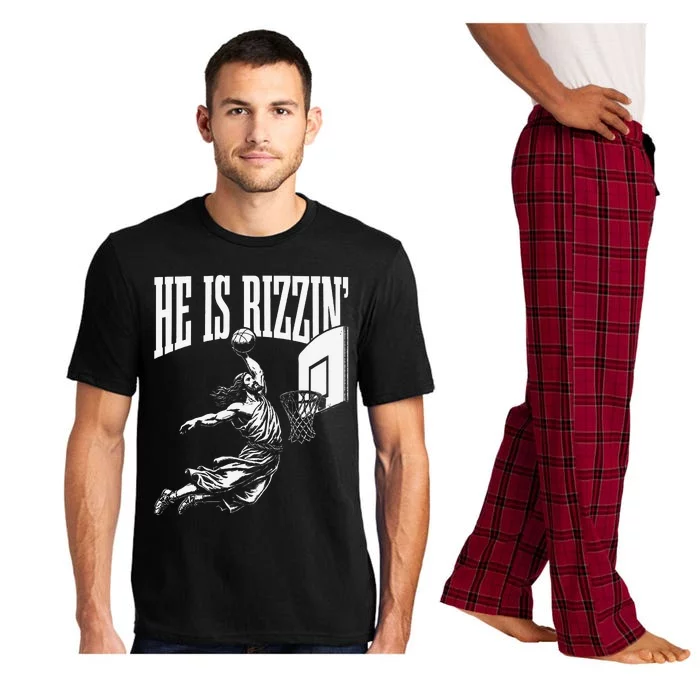 He Is Rizzin Funny Jesus Basketball Meme Pajama Set