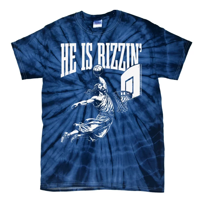 He Is Rizzin Funny Jesus Basketball Meme Tie-Dye T-Shirt