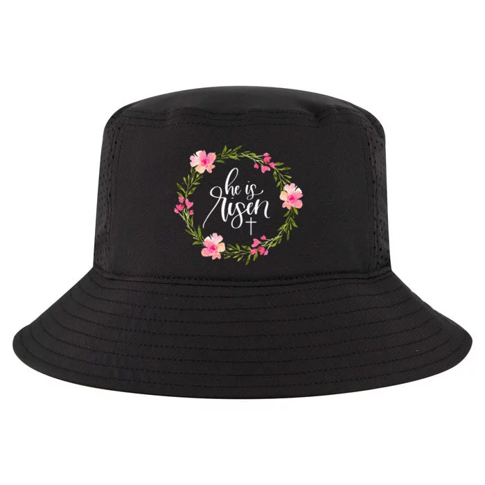 He Is Risen Jesus Christian Happy Easter Floral Wreath Cool Comfort Performance Bucket Hat