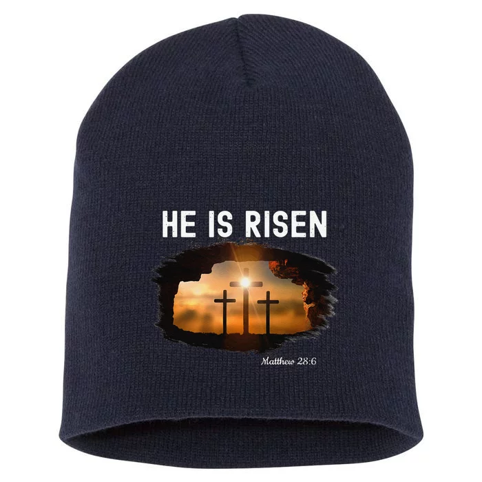 He Is Risen Christian Easter Jesus Matthew 286 Short Acrylic Beanie