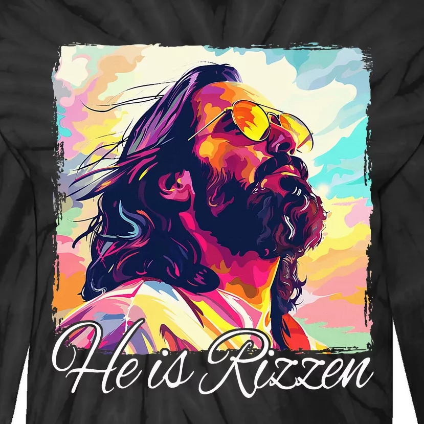 He Is Rizzen Jesus Tie-Dye Long Sleeve Shirt