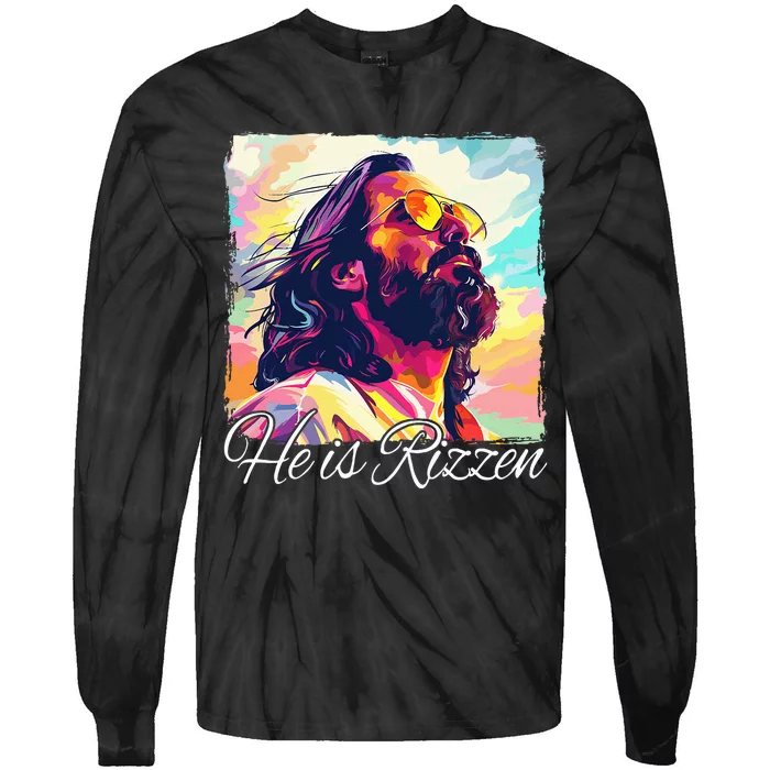 He Is Rizzen Jesus Tie-Dye Long Sleeve Shirt