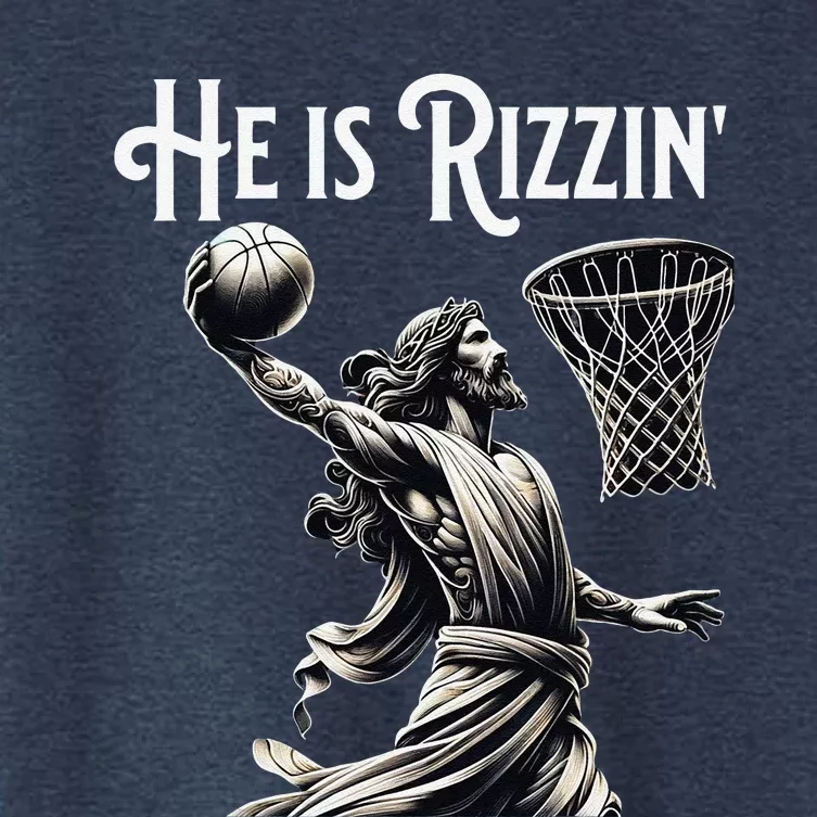 He Is Rizzin Jesus Playing Basketball Funny Sports Rizz Women's Crop Top Tee