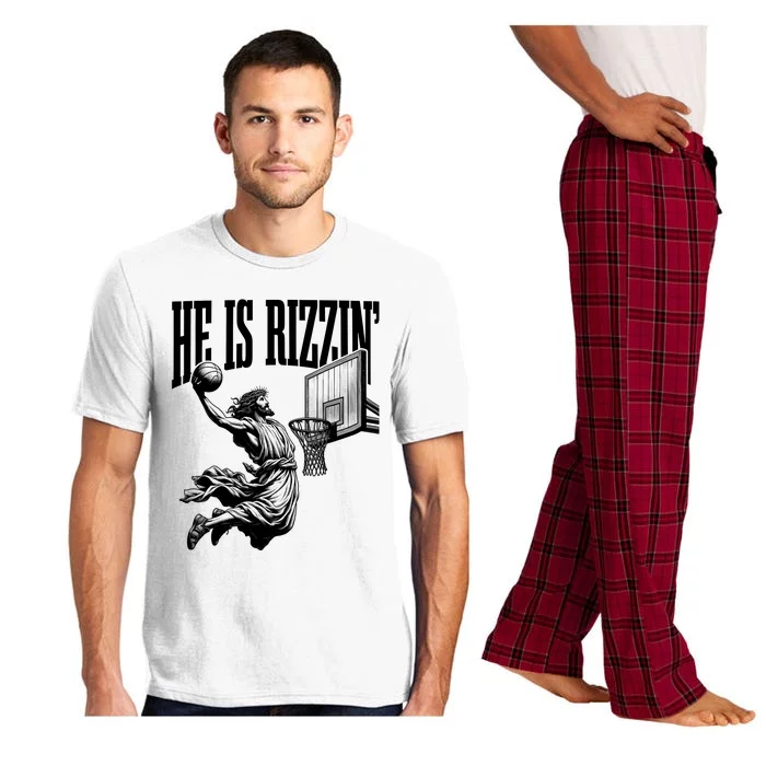 He Is Rizzin Funny Jesus Basketball Easter Meme Pajama Set