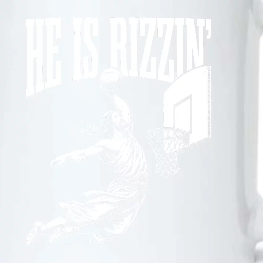 He Is Rizzin Funny Jesus Basketball Meme Black Color Changing Mug