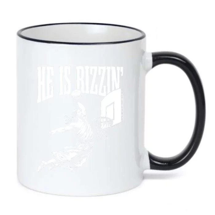 He Is Rizzin Funny Jesus Basketball Meme Black Color Changing Mug