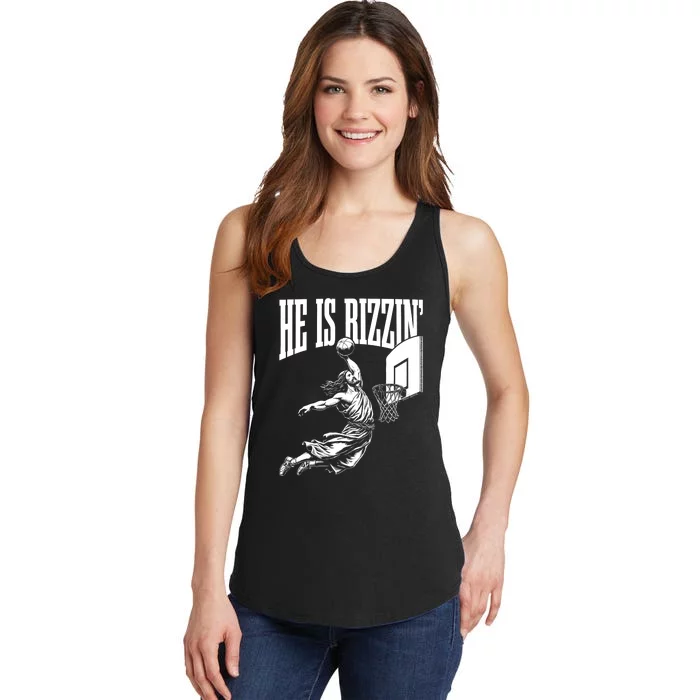 He Is Rizzin Funny Jesus Basketball Meme Ladies Essential Tank