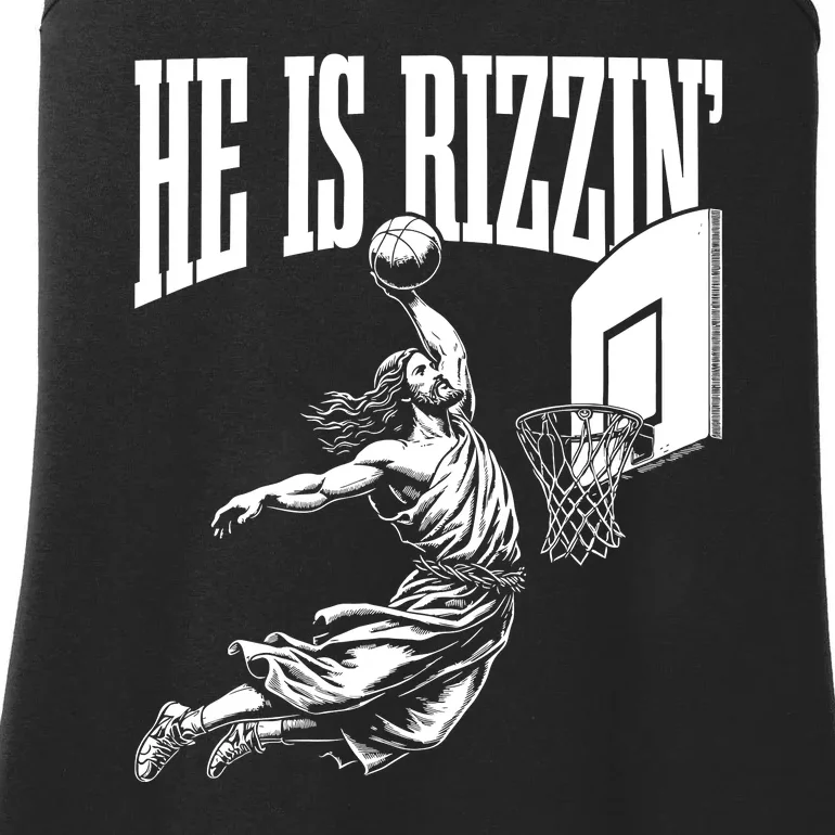 He Is Rizzin Funny Jesus Basketball Meme Ladies Essential Tank