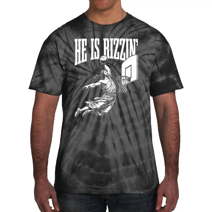 He Is Rizzin Funny Jesus Basketball Meme Tie-Dye T-Shirt