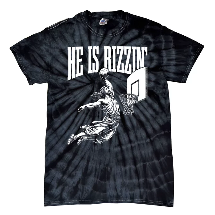 He Is Rizzin Funny Jesus Basketball Meme Tie-Dye T-Shirt