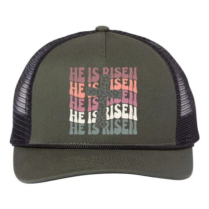 He Is Risen Easter Christian Retro Rope Trucker Hat Cap