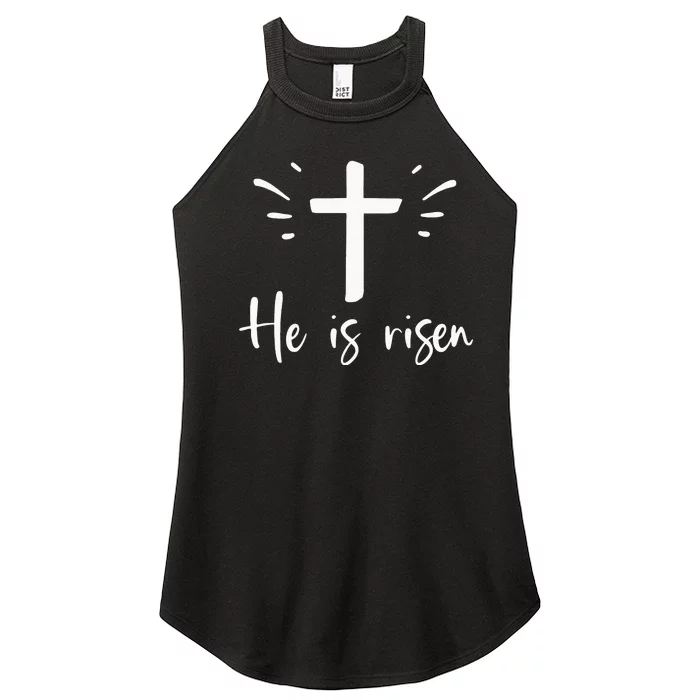 He Is Risen Religious Jesus Cross Easter Sunday Women’s Perfect Tri Rocker Tank