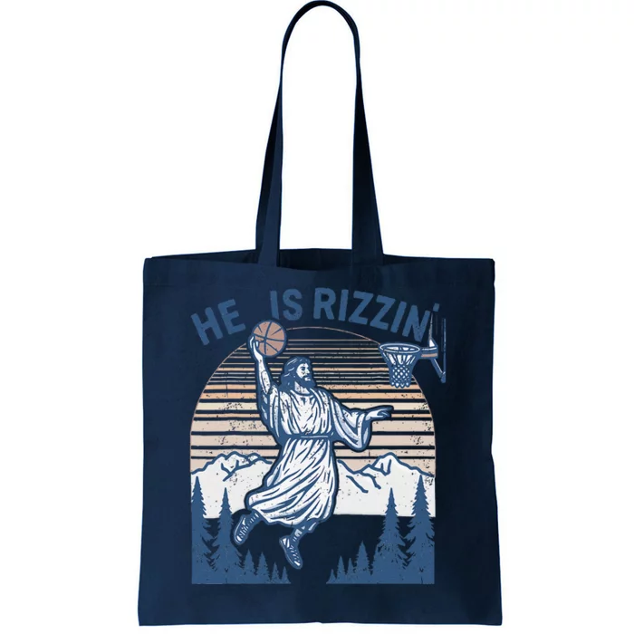 He Is Risen Funny Easter Jesus Playing Basketball Tote Bag