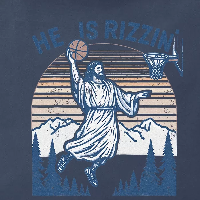 He Is Risen Funny Easter Jesus Playing Basketball Zip Tote Bag