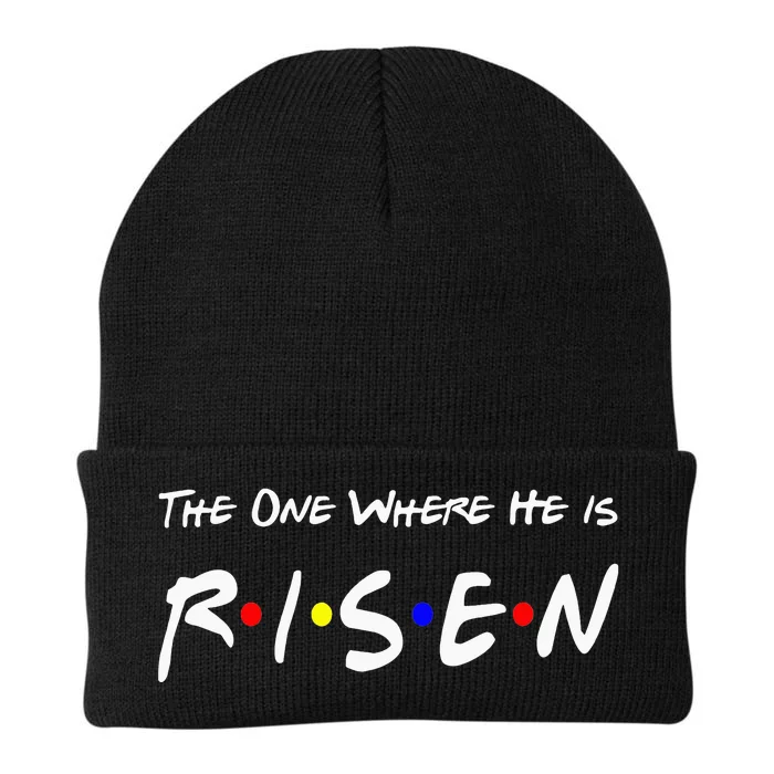 He Is Risen Religious Jesus Cross Easter Sunday Knit Cap Winter Beanie