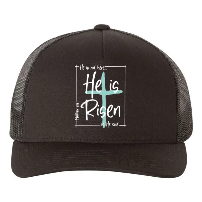 He Is Risen Easter Christian Cross Yupoong Adult 5-Panel Trucker Hat