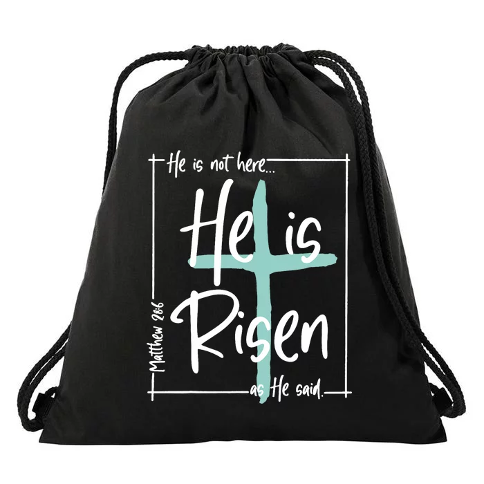 He Is Risen Easter Christian Cross Drawstring Bag