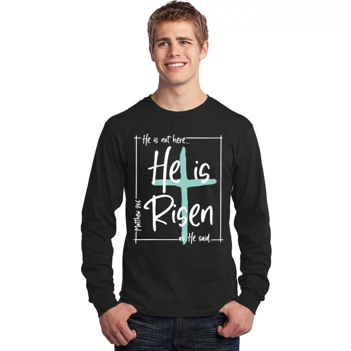 He Is Risen Easter Christian Cross Tall Long Sleeve T-Shirt