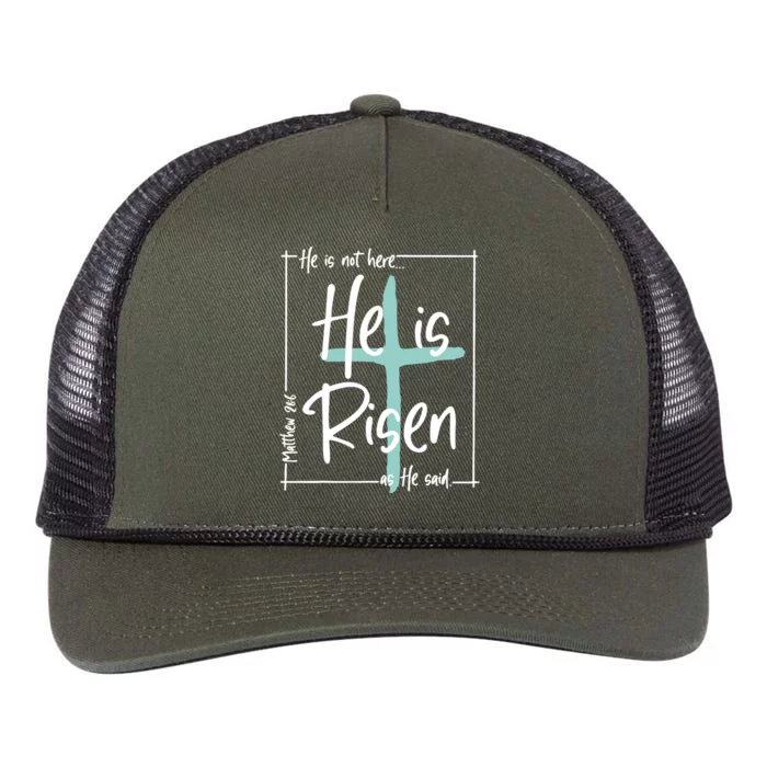 He Is Risen Easter Christian Cross Retro Rope Trucker Hat Cap