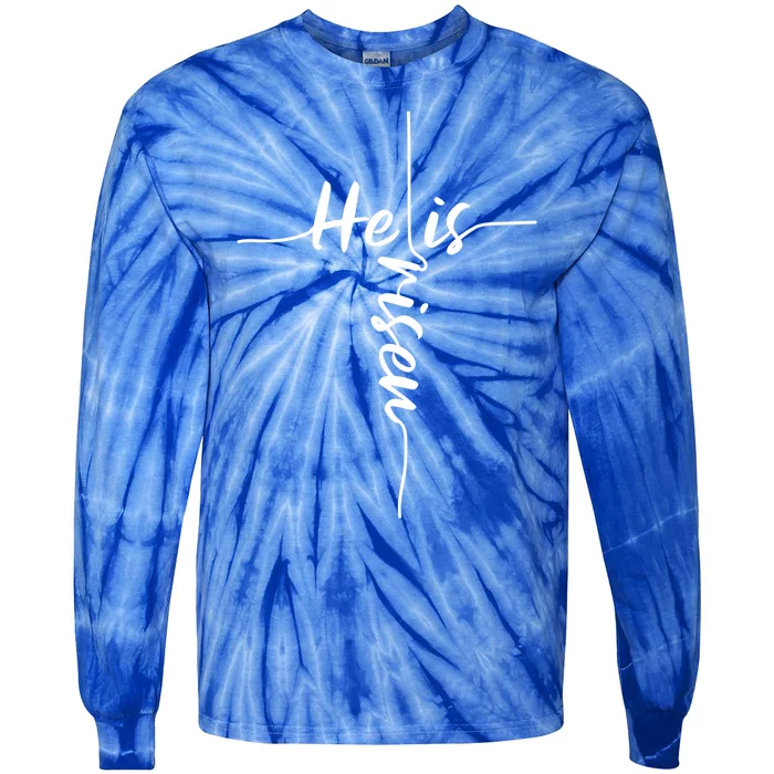 He Is Risen Easter Day Jesus Cross Religious Christian Bible Gift Tie-Dye Long Sleeve Shirt