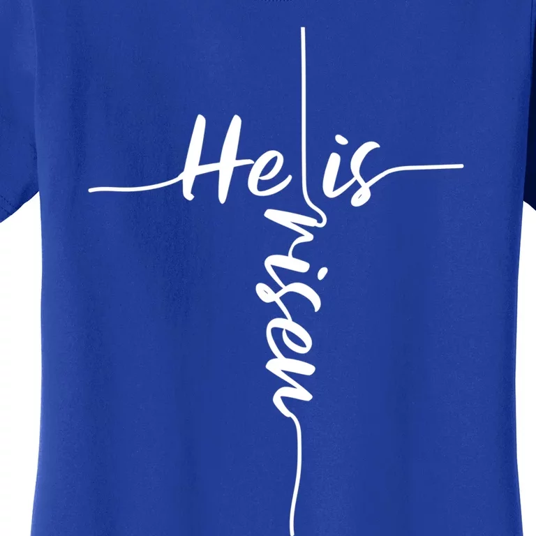 He Is Risen Easter Day Jesus Cross Religious Christian Bible Gift Women's T-Shirt