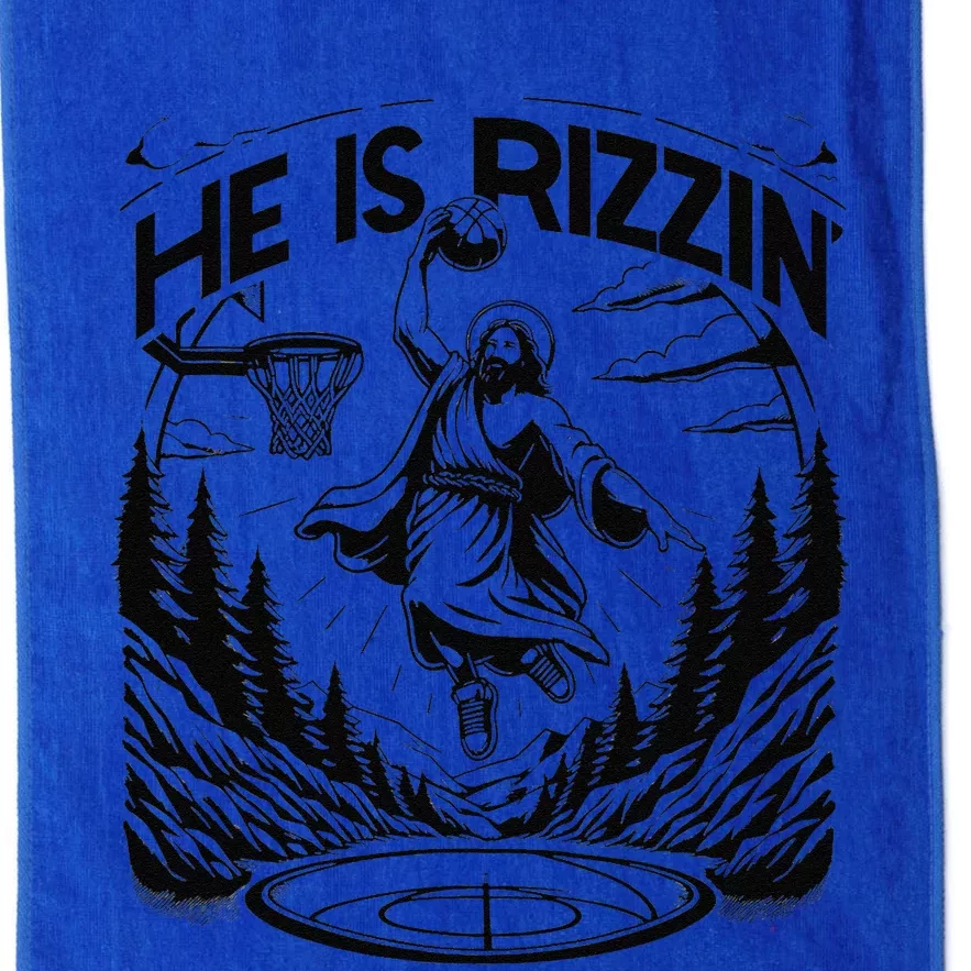 He Is Rizzin Funny Basketball Christian Religious Gift Platinum Collection Golf Towel