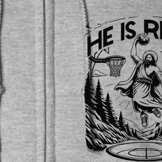 He Is Rizzin Funny Basketball Christian Religious Gift Full Zip Hoodie