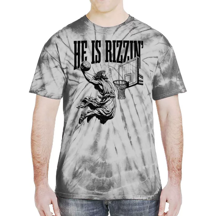 He Is Rizzin Funny Jesus Basketball Easter Meme Tie-Dye T-Shirt