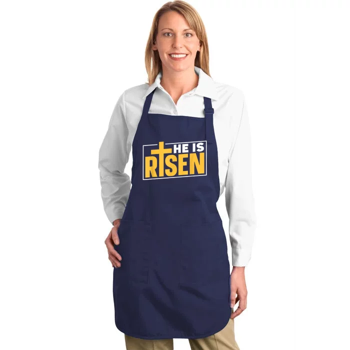 He Is Risen Sayings Bunny Egg Happy Easter Full-Length Apron With Pocket