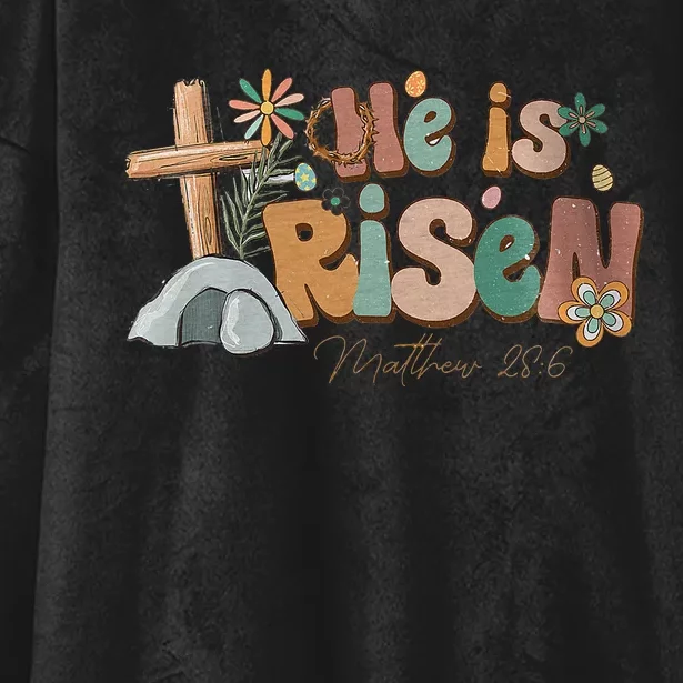 He Is Risen Bible Verse Matthew 286 Cross Christian Easter Hooded Wearable Blanket