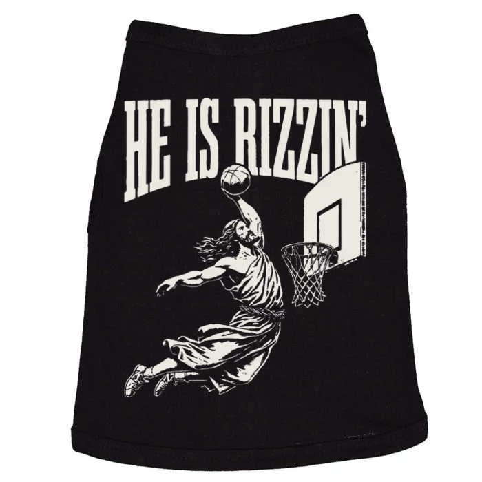 He Is Rizzin Jesus Playing Basketball Doggie Tank