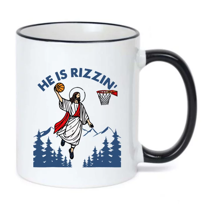 He Is Rizzin Jesus Basketball Easter Religious Black Color Changing Mug