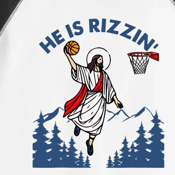 He Is Rizzin Jesus Basketball Easter Religious Toddler Fine Jersey T-Shirt