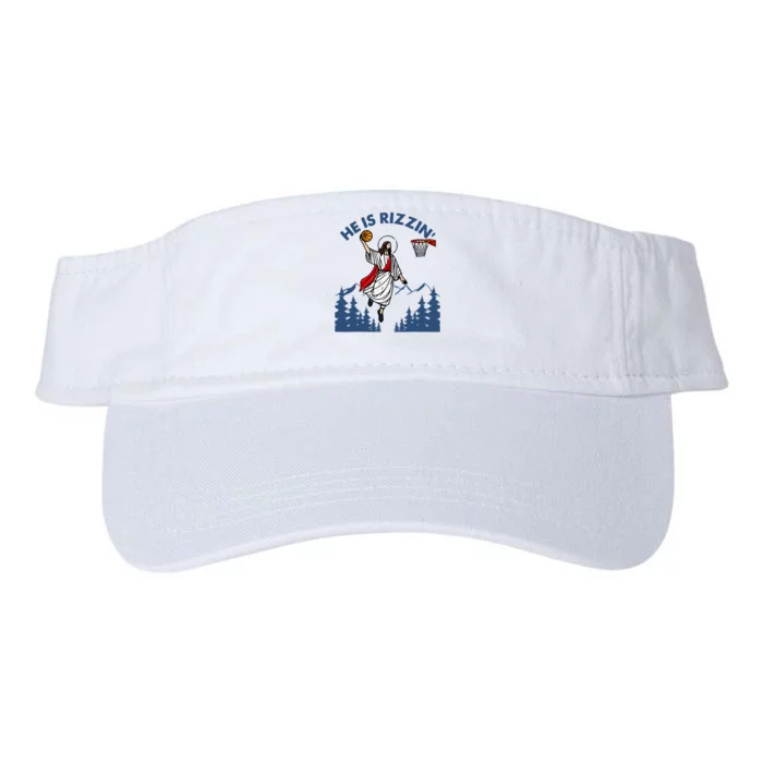 He Is Rizzin Jesus Basketball Easter Religious Valucap Bio-Washed Visor