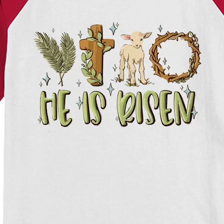 He Is Risen Christian Kids Colorblock Raglan Jersey