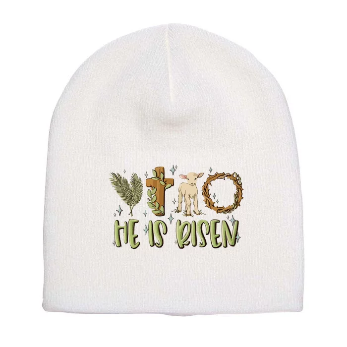 He Is Risen Christian Short Acrylic Beanie