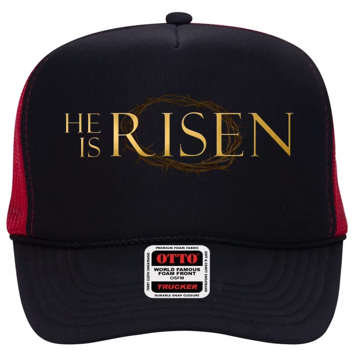 He Is Risen Jesus Christ Easter High Crown Mesh Trucker Hat