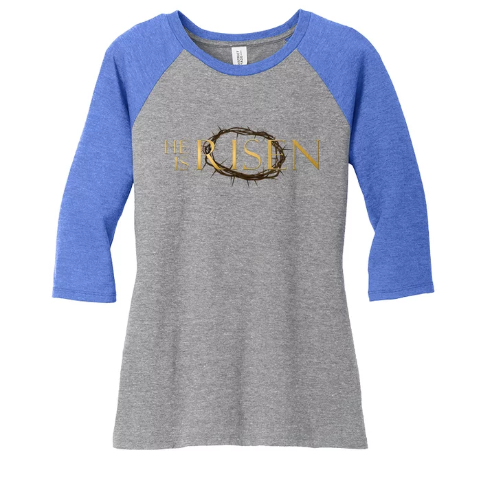 He Is Risen Jesus Christ Easter Women's Tri-Blend 3/4-Sleeve Raglan Shirt