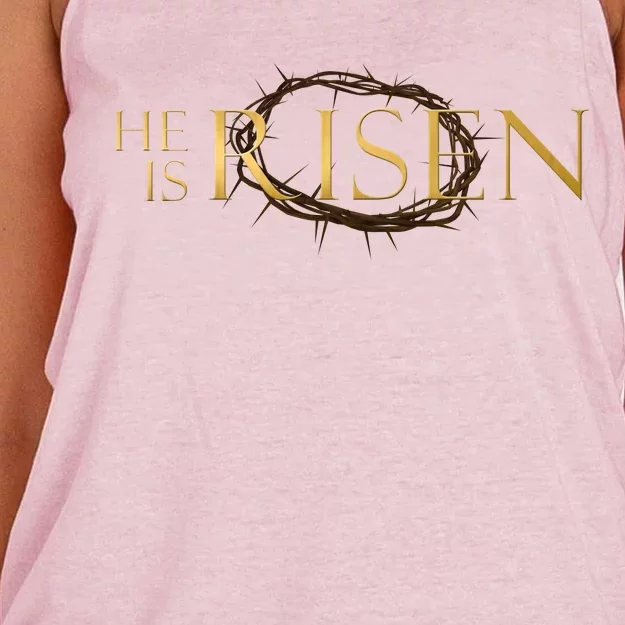 He Is Risen Jesus Christ Easter Women's Knotted Racerback Tank