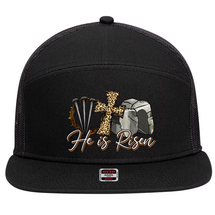 He Is Risen Jesus Christian Easter Day Religious Gifts Women 7 Panel Mesh Trucker Snapback Hat